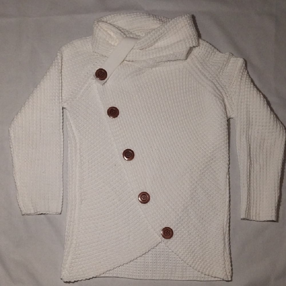 Othr White Sweater with Brown Buttons